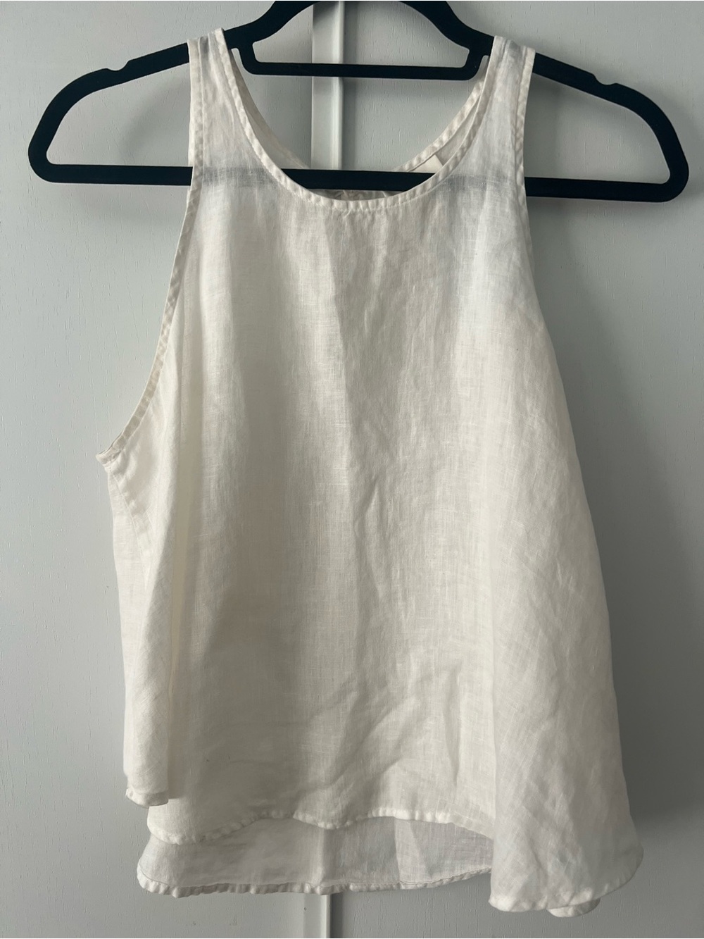 Maeve Cream Linen Scoop Neck Tank